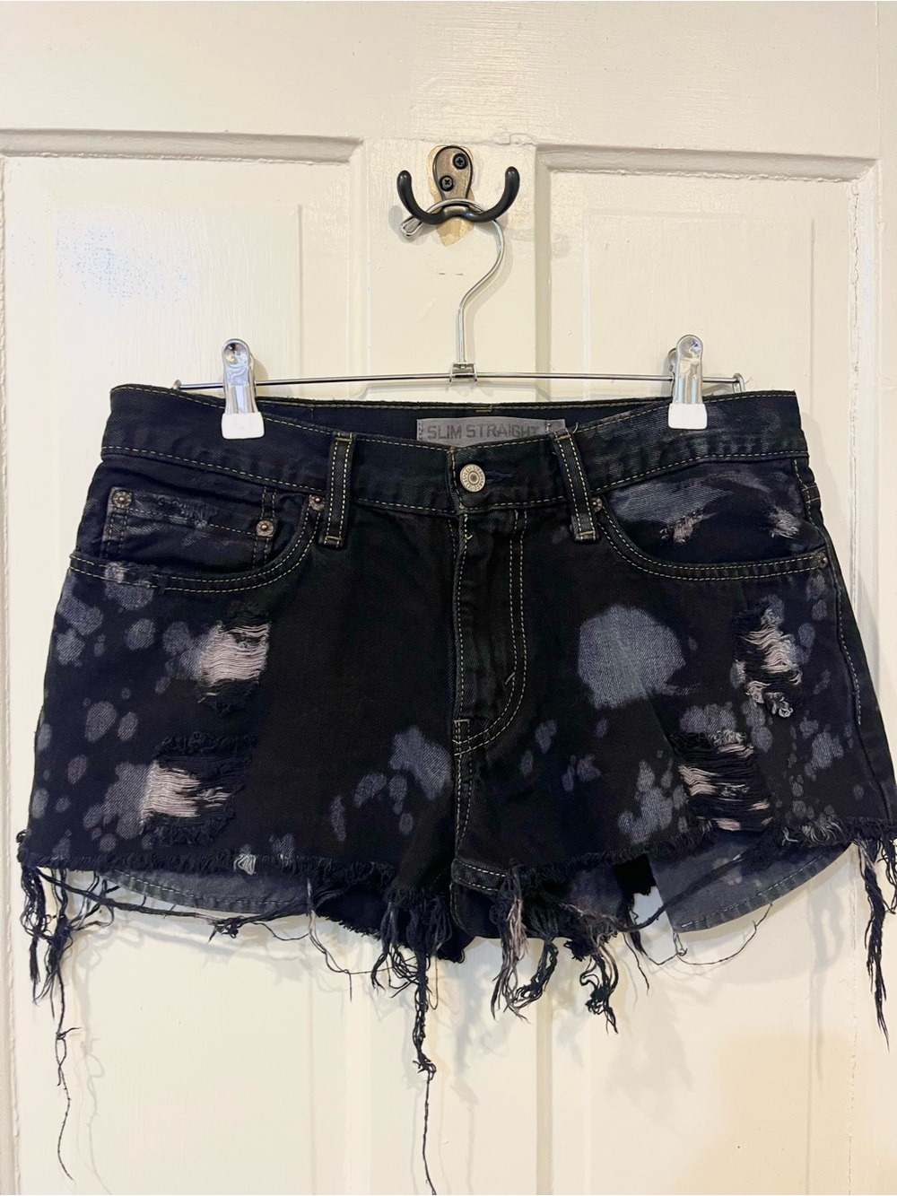 Vintage Levi’s Black Distressed/ Acid-Wash Denim Shorts